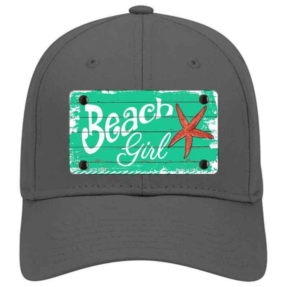 Beach Girl with Starfish Metal on Cotton Velcro Hat - Charcoal